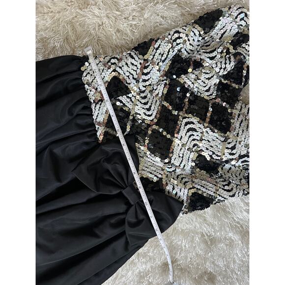 Vintage Jessica McClintock Gunne Sax Sequin Corset Bubble Hem Bow  Dress 3/4 - Picture 8 of 11